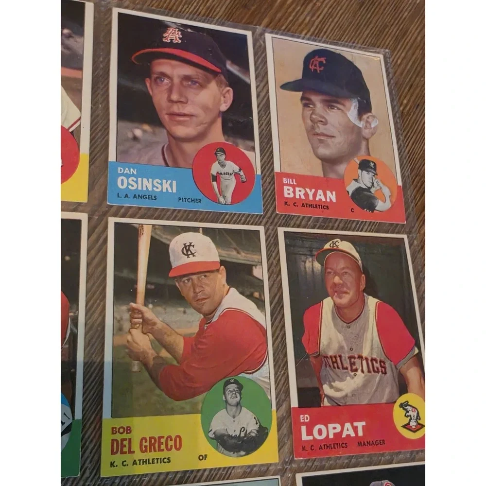 Vintage 1963 Topps Baseball Cards Sheet Of 9